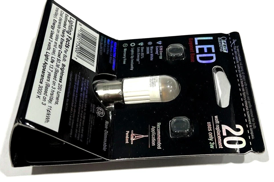 FEIT LED Bayonet Base 20 Watt Replacement BA15d Non-dimmable Warm White 3000K - Image 4 of 4