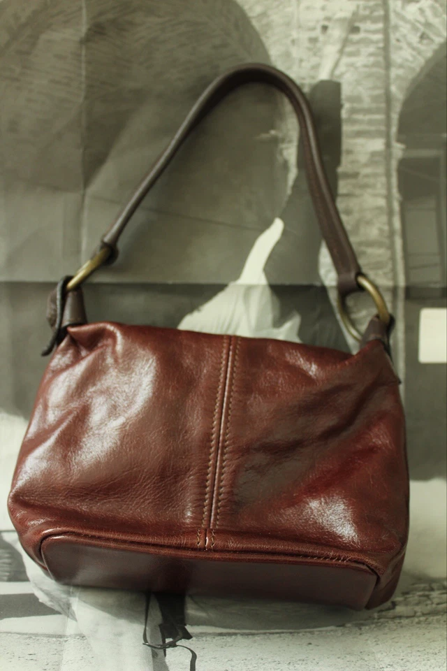 NOA Genuine Leather Handbag Underarm Bag Purse Made In Italy Burgundy - Image 2 of 4