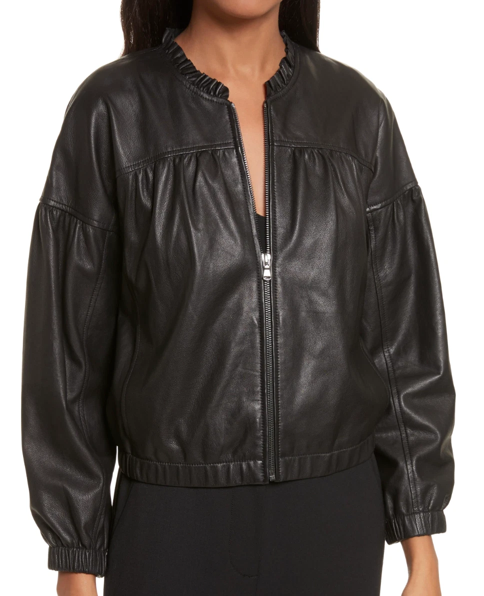Rebecca taylor leather bomber best sale jacket