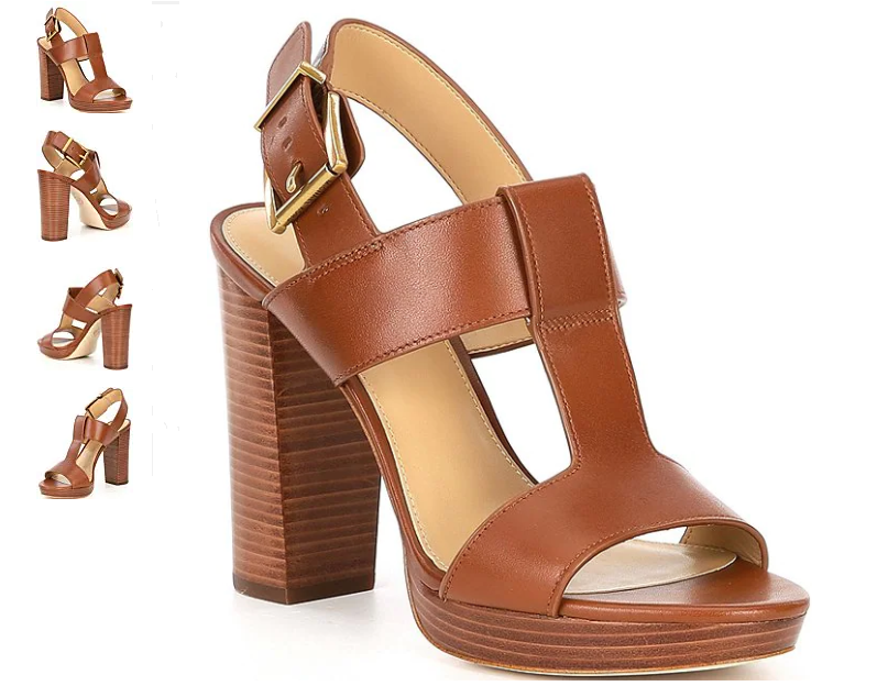 Michael Kors Becker Luggage Leather Platform Sandal Women's US sizes  6-10/NEW!!! | eBay