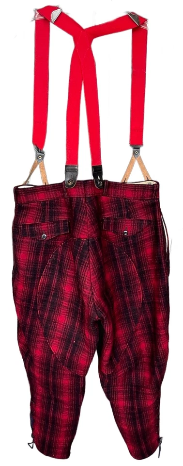Woolrich hunting pants plaid black red suspenders 34 waist HUNTER COSTUME - Image 3 of 4