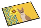 Summer Sunflowers Fawn Boston Terrier Indoor Outdoor Mat 18x27 Wdk5334Mat