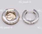 14k Solid White Gold Natural Diamond  huggie hoop earring  1.00  channel set — photo 7