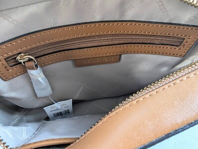 Michael Kors Jet Set Medium Crossbody Bag Purse Brown Signature MK
