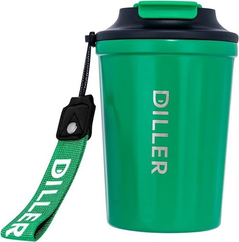 Insulated Water Bottle, 12 oz Green Vacuum Cup Coffee Mug w Lid, Stainless Steel - Picture 1 of 13