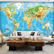 Blue Map WALLPAPER 312x219cm bedroom office k...