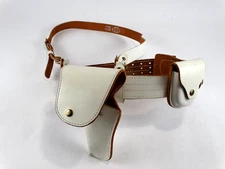 JayPee White Leather Ceremonial Belt w/Holster & Cuff Case sz38