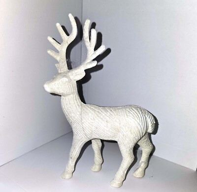 Hirsch Figur Glitzer Weiß Kunstsoff 22 x 14 cm Landhaus Deko Highlight Mode