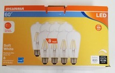 SYLVANIA 60-Watt LED A19 Medium Base Soft White Clear Glass Light Bulbs 8 Pack