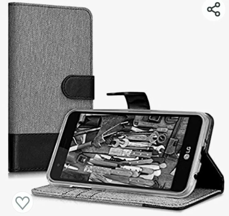 LG K4 Doble Cartera Estuche Lona Teléfono Estuche Nuevo Rojo y Negro Foto 4 de 4