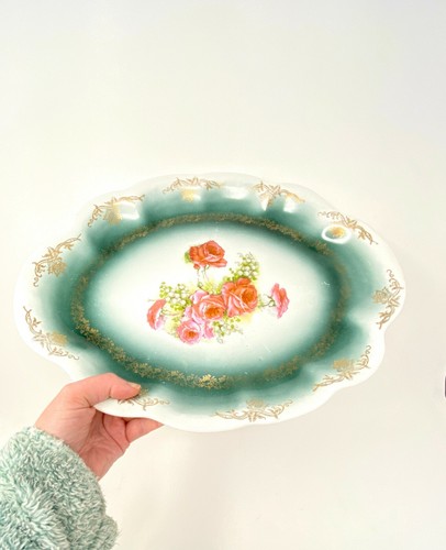 Homer Laughlin The Angelus 15" x 11" Oval Hudson Platter Serving Tray Pink Roses - Picture 5 of 12