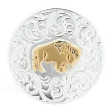 Buffalo Screw Back Concho Silver and Gold 1-1/4" 7214-01