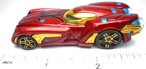 2016 HOT WHEELS MARVEL IRON MAN RED 1:64 DIECAST 3 1/8" SUPERHERO CAR WITH GOLD - Picture 5 of 6