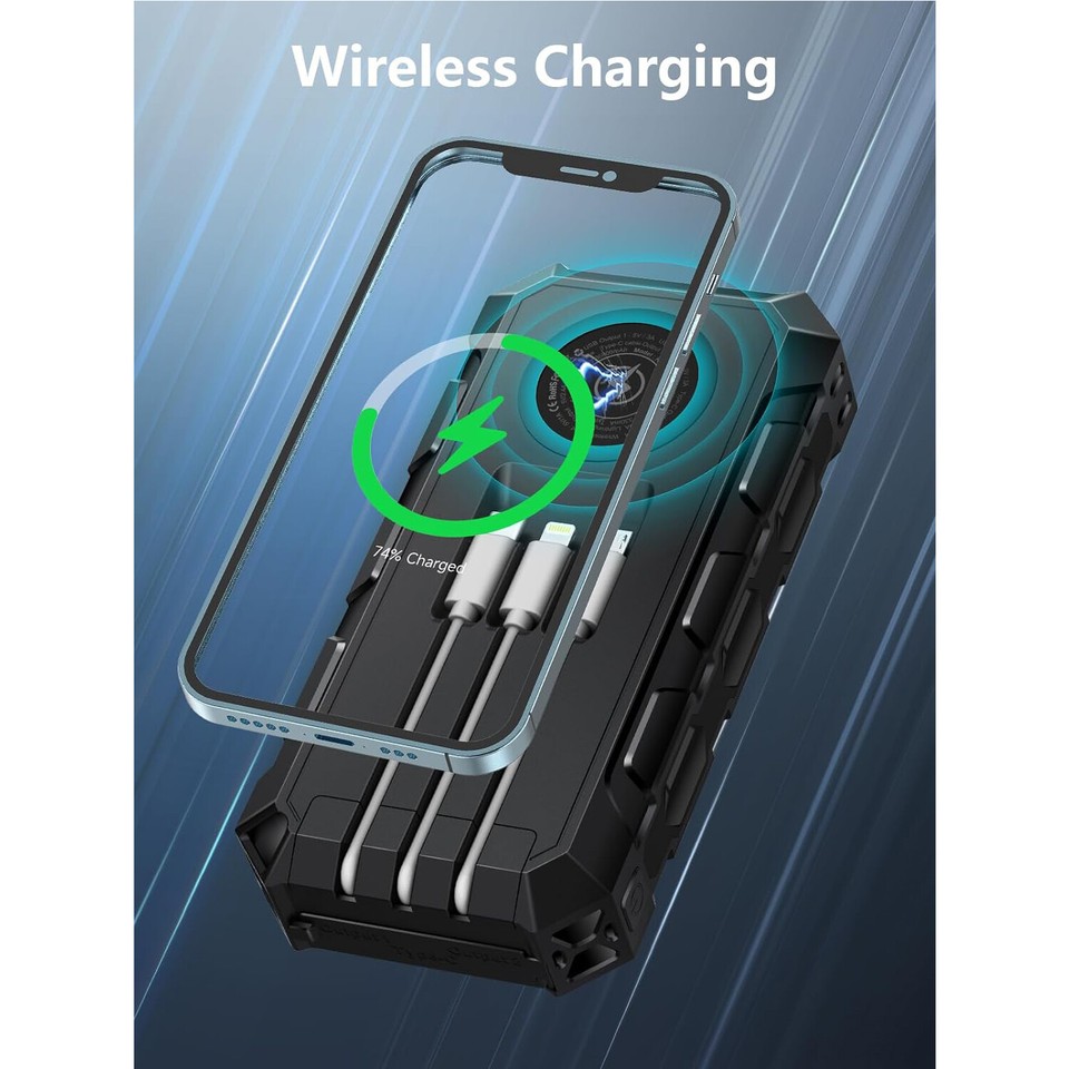 Portable Battery Charger Solar LED Bank Power Waterproof For All Mobile