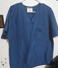 Women's Fundamentals by White Swan Scrub Top Medium Blue Short Sleeve V Neck