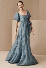 NWOT Beatrice Organza Maxi Dress BHLDN Anthropologie Size 6 Blue