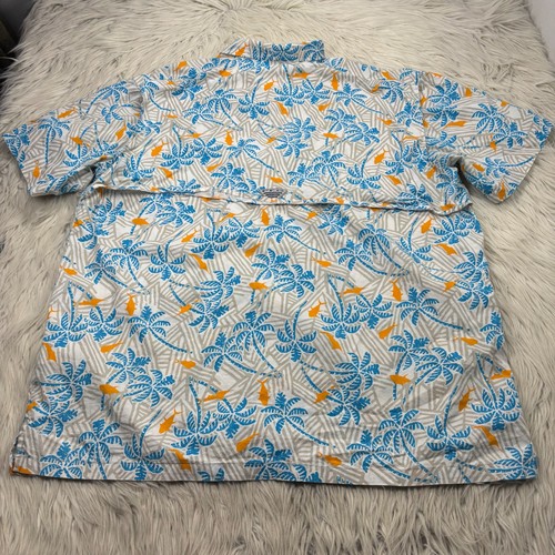 Columbia PFG Men's XL Fish Palm Tree Printed Short Sleeve Button Front Shirt - Picture 5 of 6