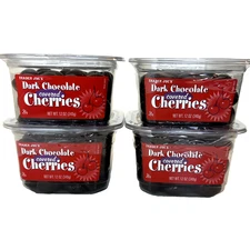 4 Packs Trader Joe's Dark Chocolate Covered Cherries 12 oz Each Pack