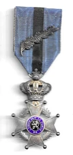 BELGIUM MEDAL- ORDER OF LEOPOLD ii KNIGHT WITH SILVER PALMES WITH "A"  (CNS4490)