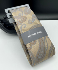 MICHAEL KORS Men's Polyester Tie  Beige  Paisley Pattern  NEW MSRP: 69.50