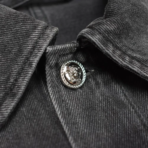 NWT $1695 VERSACE Black Denim Medusa Logo Chore Coat Jacket Mens XL 54 AUTHENTIC image 3