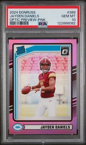 2024 Panini Donruss - Rated Rookie Jayden Daniels #389 Optic Preview Pink Prizm