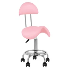 Ergonomic Saddle Stool with Back 360° Swivel Saddle Chair for Beauty Spa Salon