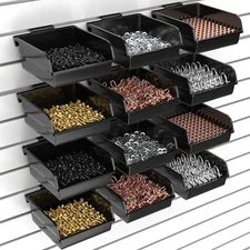 12 Pack Slatwall Bins with Hooks Plastic Slatwall Organizer Slatwall Containe...