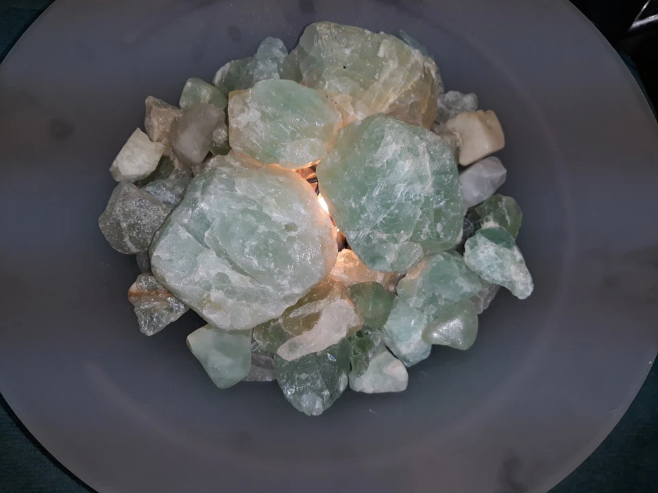 Fluorit Lampe Steinlampe mit Glas in weiß Edelsteinlampe - Bild 2 von 4