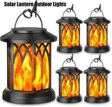 4 Pack Solar Lantern Outdoor Lights, Upgraded Flickering Flame