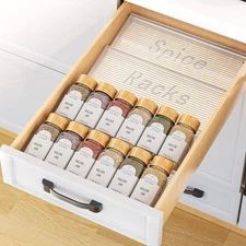 PanPanPal Spice Drawer Organizer, 2 Tier- 2 Pack Clear Acrylic Drawer Seasoni...