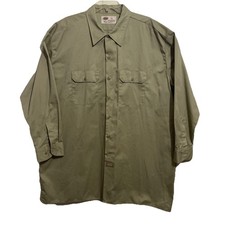 Dickies Long Sleeve Work Shirt Mens 3XL Khaki Button Up Pockets