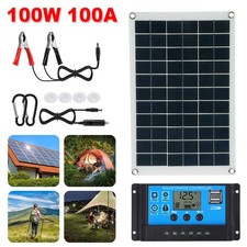 100W 12V Solarpanel Solarmodul 100A Ladegerät USB Kit Für Wohnwagen Camping Boot