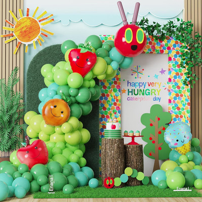 Hungry One Caterpillar Balloon Garland Kit, 164Pcs Green Caterpillar Shaped