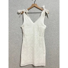 Chic Me White Eyelet Sundress Mini Dress - Size Small