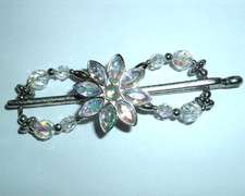 Large Lilla Rose Flexi Hair Clip Clear Aurora Borealis Crystal New w Tag