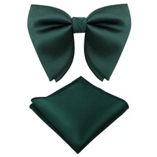 Oversized Bow Ties for Men, Adjustable Pre Tied Mens Bow Tie, Emerald Green Set