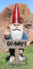 Ebros "Go Away!" Gnome Dwarf Not Welcome Statue 17.75"H Patio Outdoor Figurine