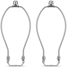 9 Inch Lampshade Harp Kit with Solid Lamp Finial Caps, 2 Set [Heavy Duty] Lamp