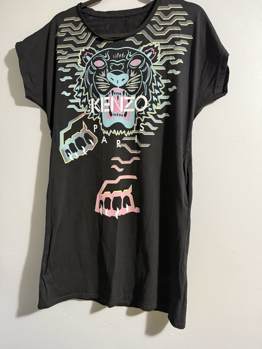 kenzo t shirt dress KENZO KIDS Girls Blue Varsity Tiger T-Shirt Dress