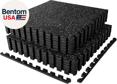 1'' Extra-Thick Rubber Top Exercise Mat, Puzzle Gym Flooring for Home Gym, Gym Ma