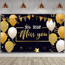 We Will Miss You Party Decorations, Extra Large 185 x 110 cm, Black, Gold