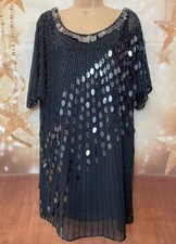 PHASE EIGHT S/10 Black Sequin/Disc Beaded Cocktail Evening Party Short Dress