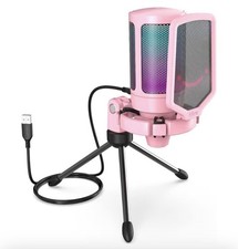 FIFINE USB Gaming PC Microphone for Streaming Podcasts, PINK