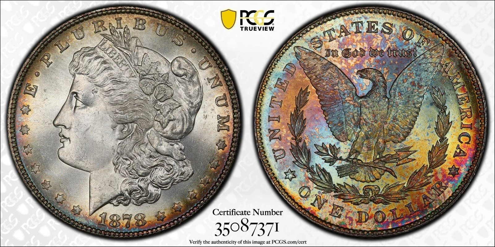 1878 MORGAN DOLLAR PCGS 7TF $1 REVERSE OF 1878 CONDITION RARITY D.L. HANSEN