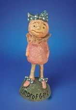 Vtg Debra Schoch Gum Drop Girl Figurine Polka Dot Gumdrop Costume Folk Art Doll