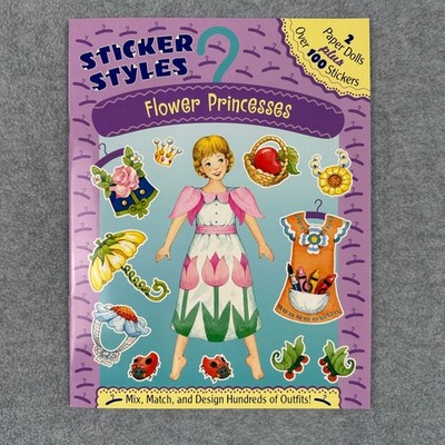 Grosset & Dunlap Sticker Styles Paper Doll Book Flower Princesses Vintage Uncut