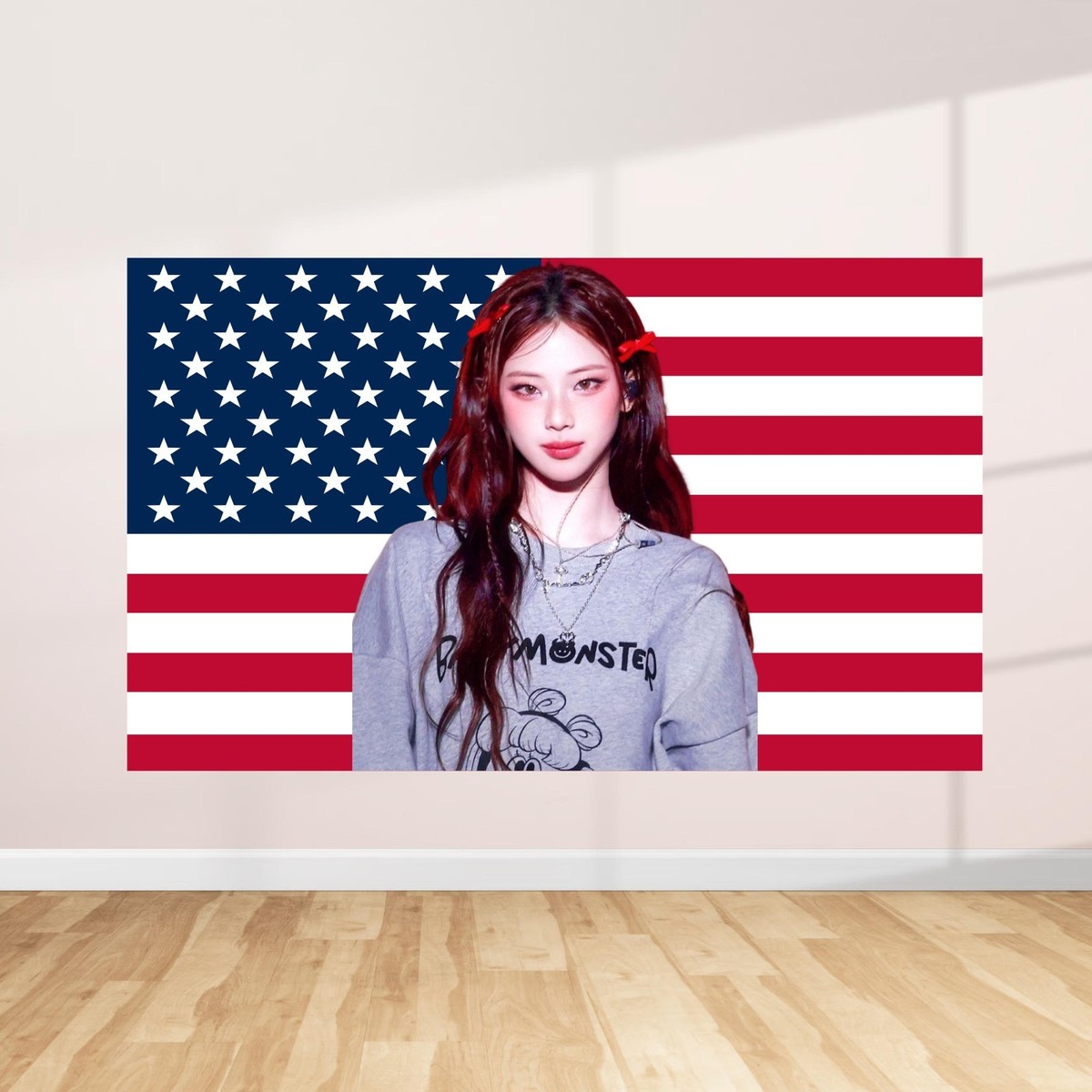 BABYMONSTER RUKA American Flag Wall Tapestry Kpop Concert Flag