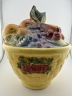 Vintage Shawnee USA Yellow Fruit Basket Cookie Jar w Lid Grapes Apples #84 — photo 2