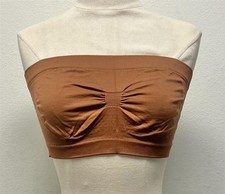 Breathable Mesh Backing Brown Seamless Strapless Bandeau Bralette Size 3XL